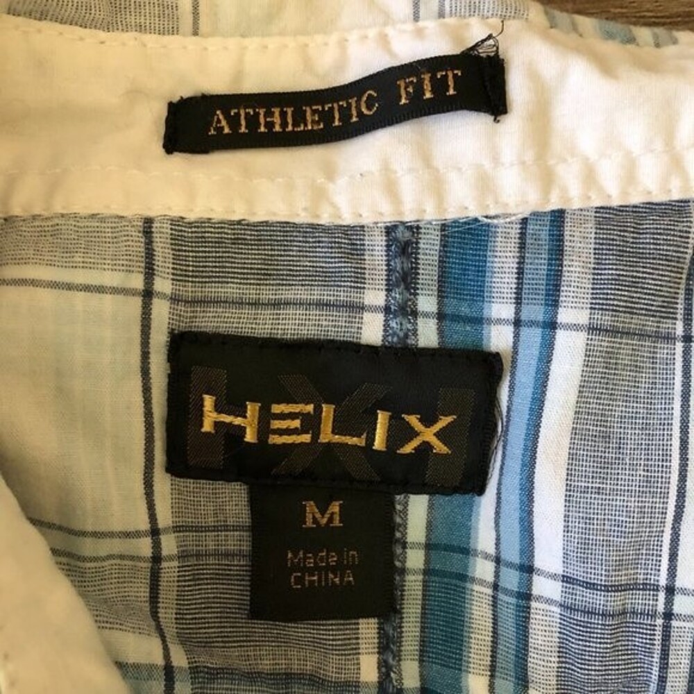 Helix Western Shirt Plaid Blue Gray Size M - Picture 5 of 7